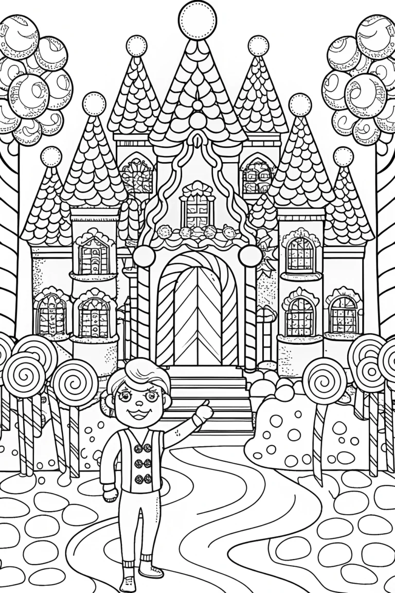 Blippi’s Amazing Adventure in a Candy Castle Coloring Page coloring pages