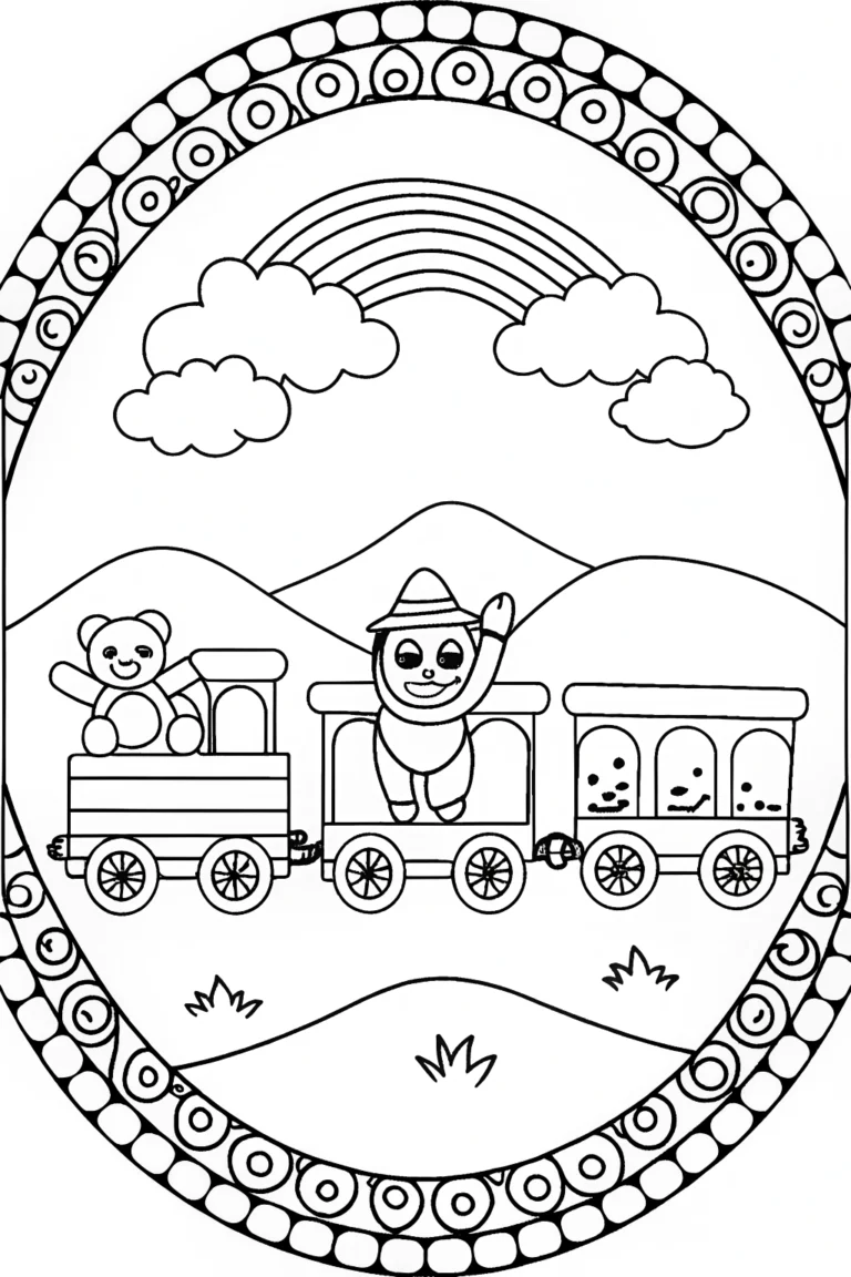 Huggy Wuggy’s Magical Toy Train Adventure Coloring Page coloring pages