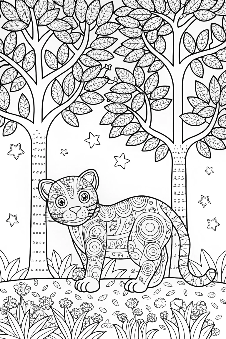 The Enchanted Panther and the Wish Trees Coloring Page coloring pages