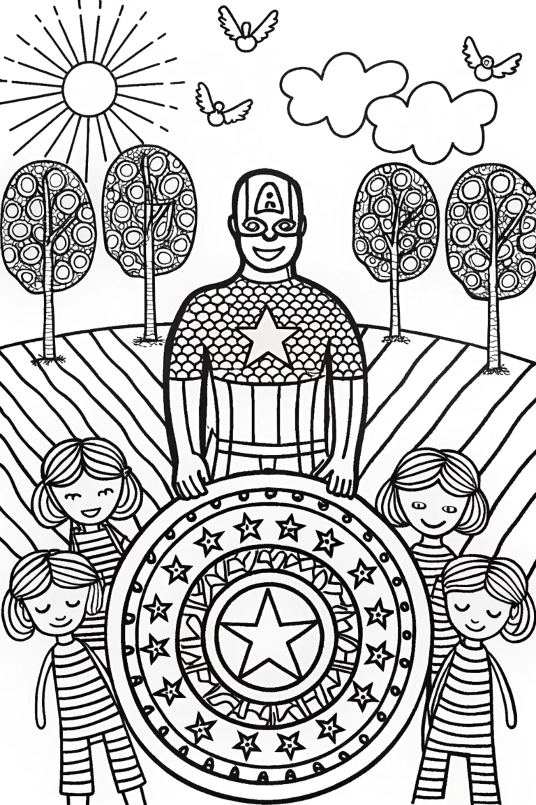 Captain America: Shield of Kindness Coloring Page coloring pages