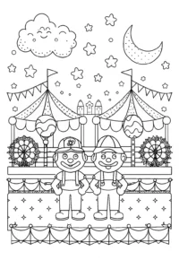 A coloring page of Mario and Luigi’s Moonlight Carnival Coloring Page