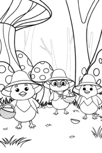 A coloring page of Chickens on a Quest for Golden Eggs Coloring Page