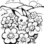 Pikachu’s Garden Surprise Coloring Page