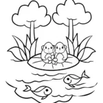 Otters Sharing a Cozy Moment Coloring Page
