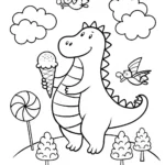 Godzilla’s Giant Ice Cream Adventure Coloring Page