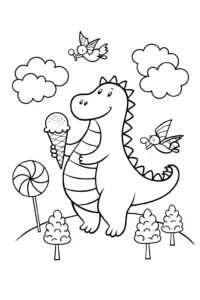 A coloring page of Godzilla’s Giant Ice Cream Adventure Coloring Page