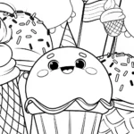 Squishmallow Ice Cream Parade Coloring Page