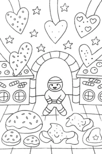 A coloring page of Ninja Cookie Adventure Coloring Page