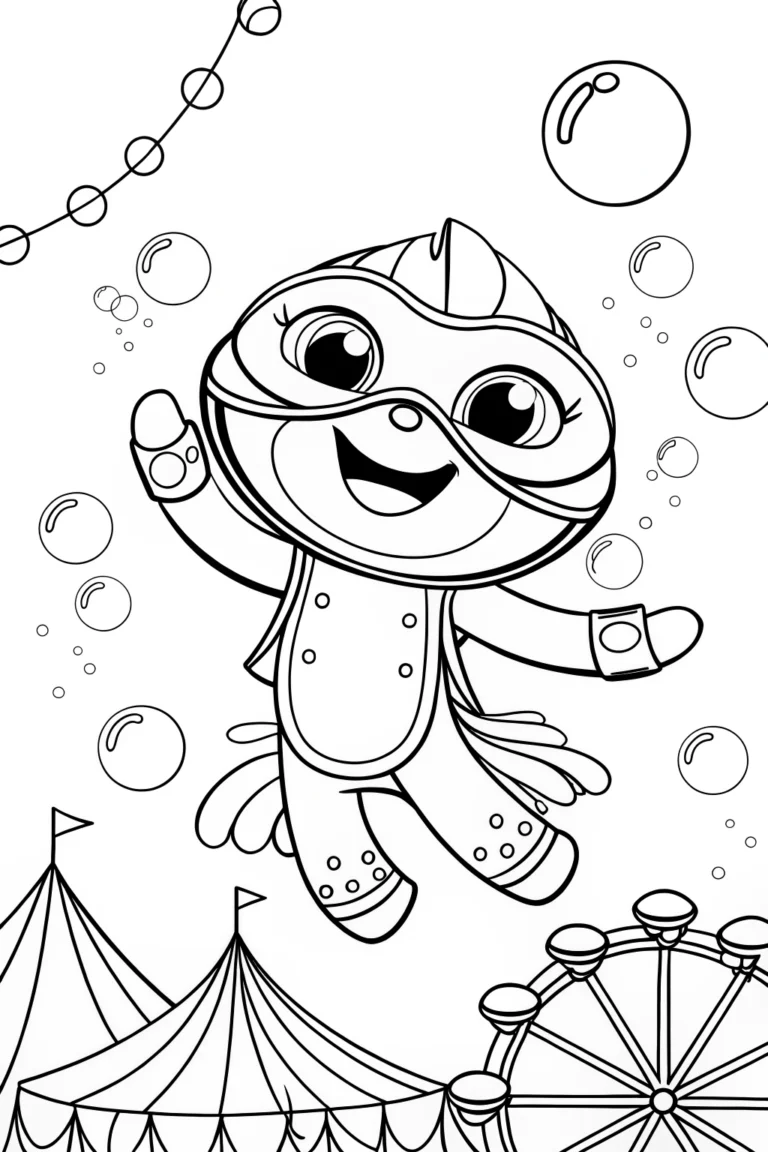 Axolotl’s Enchanted Carnival Coloring Page coloring pages