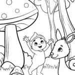 Baby’s Cozy Forest Adventure Coloring Page