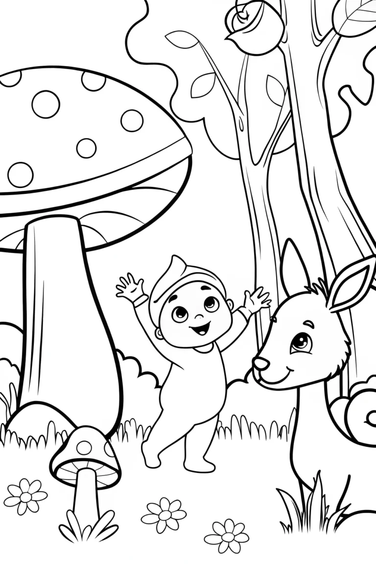 Baby’s Cozy Forest Adventure Coloring Page coloring pages