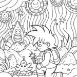 Goku’s Galactic Treasure Hunt Coloring Page