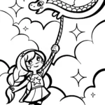 Celestial Dragon Tamer Coloring Page