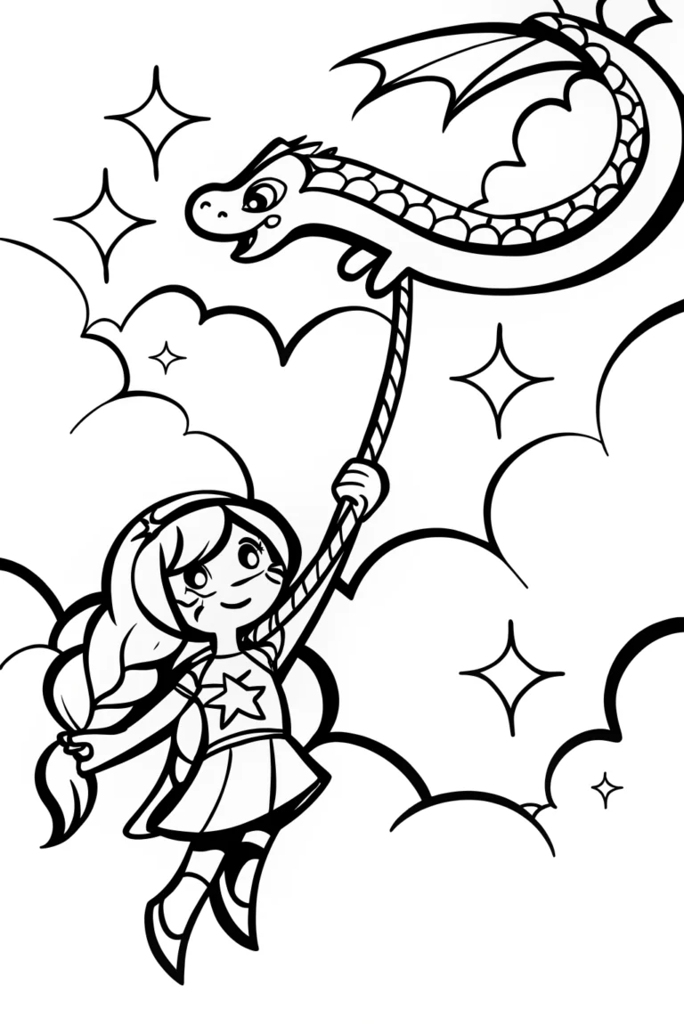 Celestial Dragon Tamer Coloring Page coloring pages