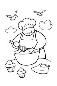A coloring page of Charizard’s Sky High Bakery Adventure Coloring Page