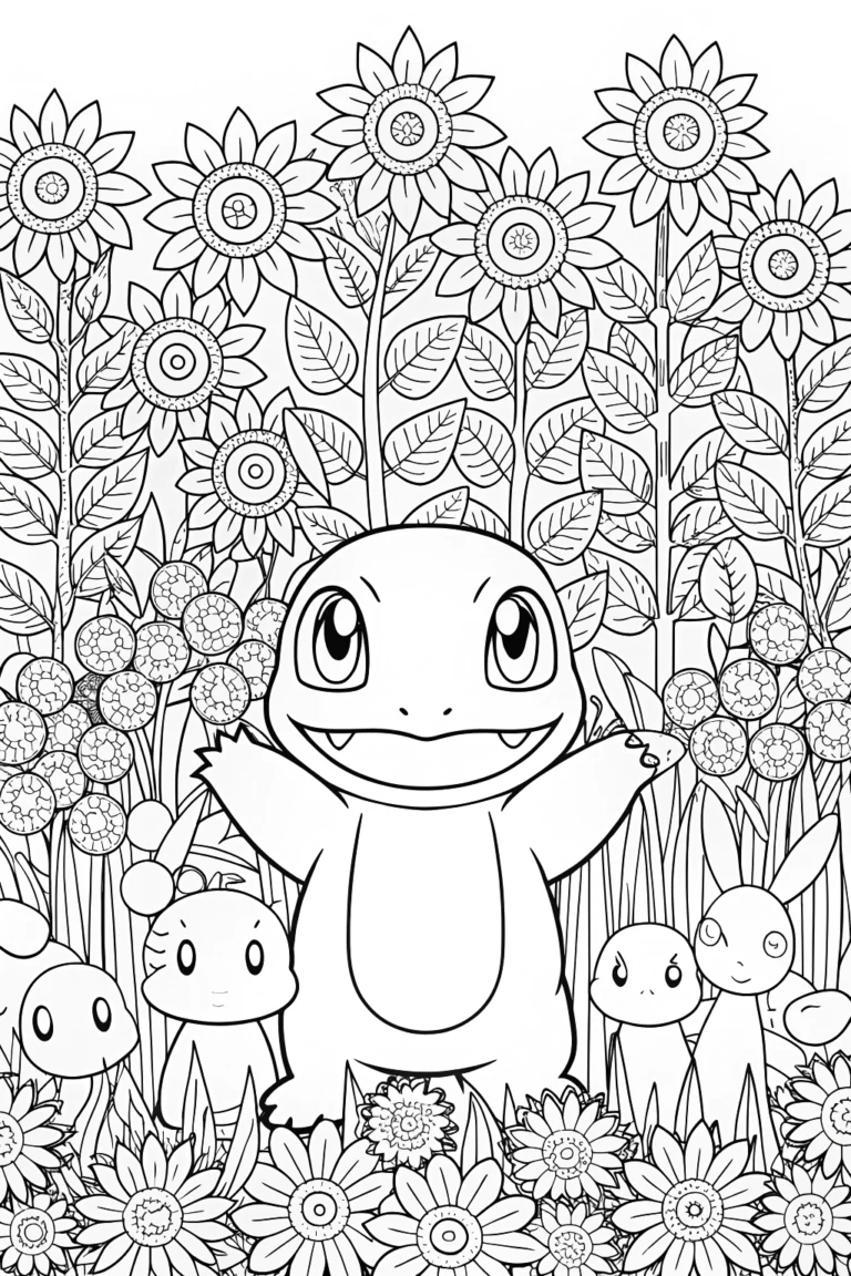 Charmander’s Garden Adventure Coloring Page coloring pages
