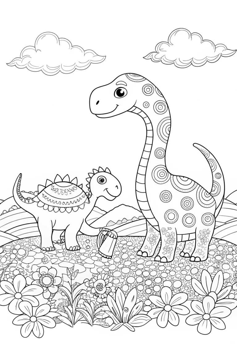 Dino Gardeners Coloring Page coloring pages