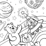 Cheer Bear’s Cosmic Adventure Coloring Page