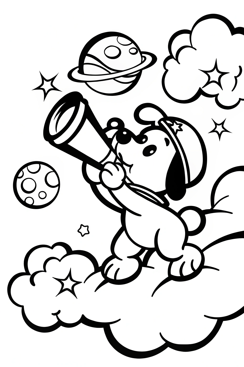 Puppy Astronomer Coloring Page