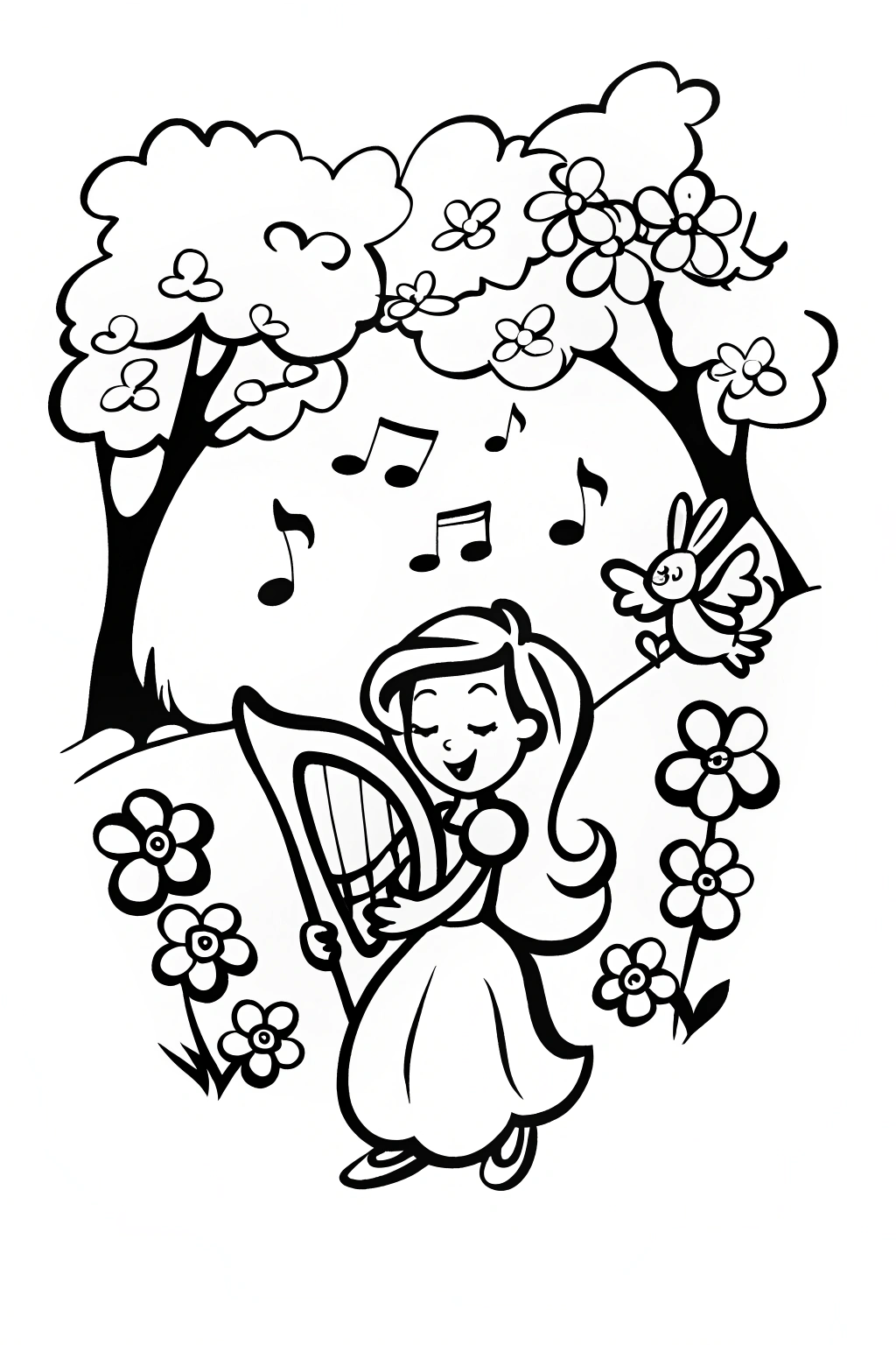 Jasmine&#8217;s Musical Garden Celebration Coloring Page