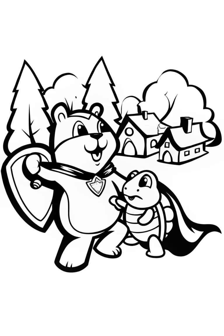 Superhero Pets in Action Coloring Page coloring pages