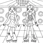 Yasmin and Sasha Roller Rink Coloring Page