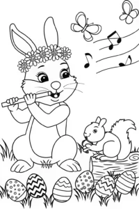 A coloring page of Easter Garden Symphony Coloring Page