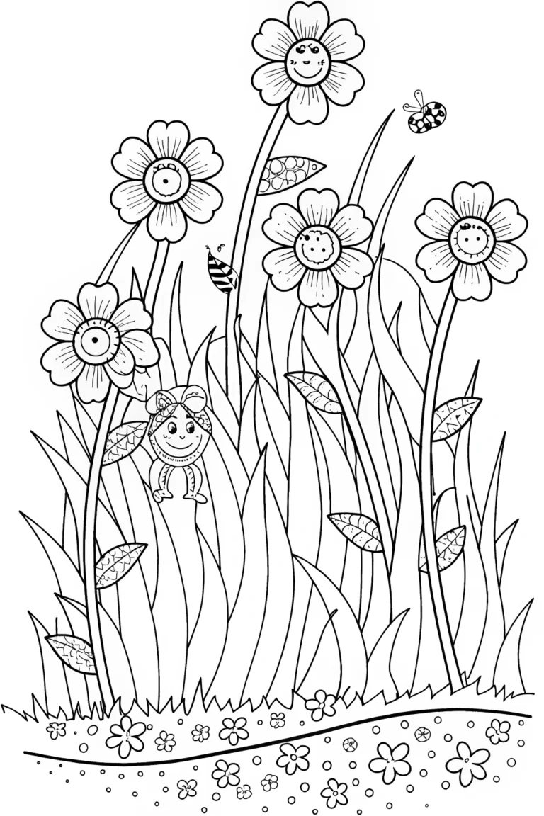 Jasmine’s Whimsical Flower Labyrinth Coloring Page coloring pages