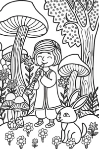 A coloring page of Creeper’s Melody in the Enchanted Forest Coloring Page