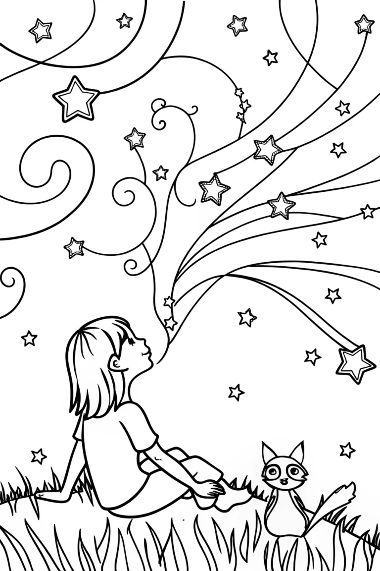 Jasmine’s Dreamy Stargazing Adventure Coloring Page coloring pages