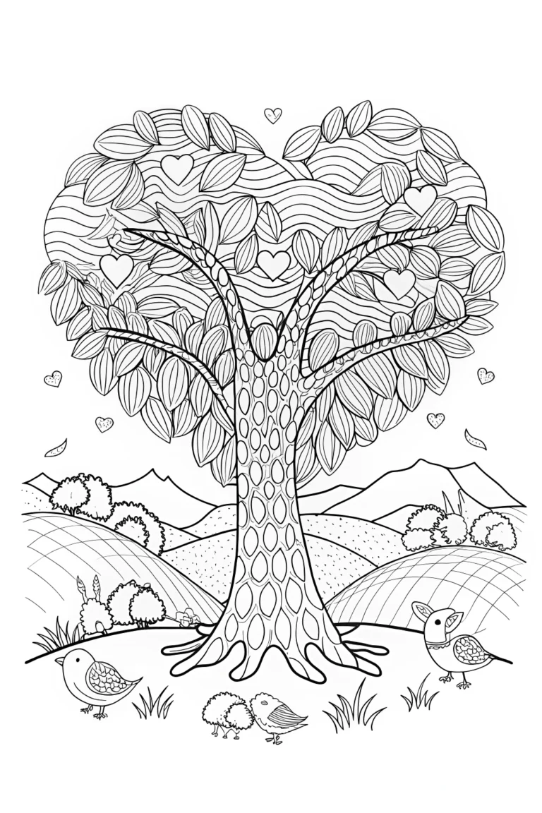 Heartful Connections Coloring Page coloring pages