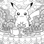 Pikachu’s Enchanted Garden Feast Coloring Page