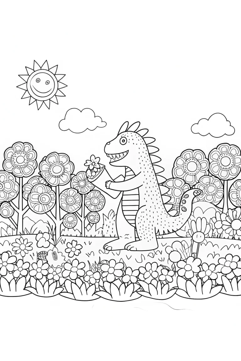 Godzilla’s Grand Garden Adventure Coloring Page coloring pages