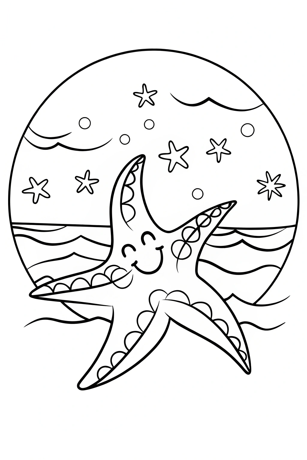 Celestial Starfish Dance Coloring Page