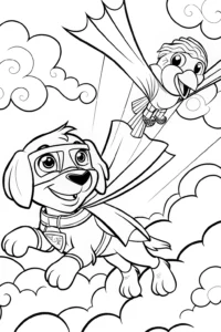 A coloring page of Superhero Pets: Sky Rescue Squad Coloring Page