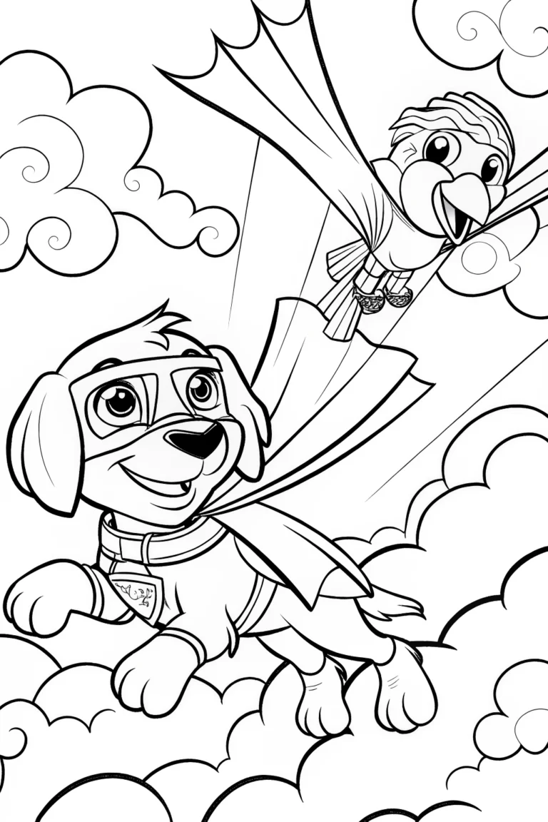 Superhero Pets: Sky Rescue Squad Coloring Page coloring pages