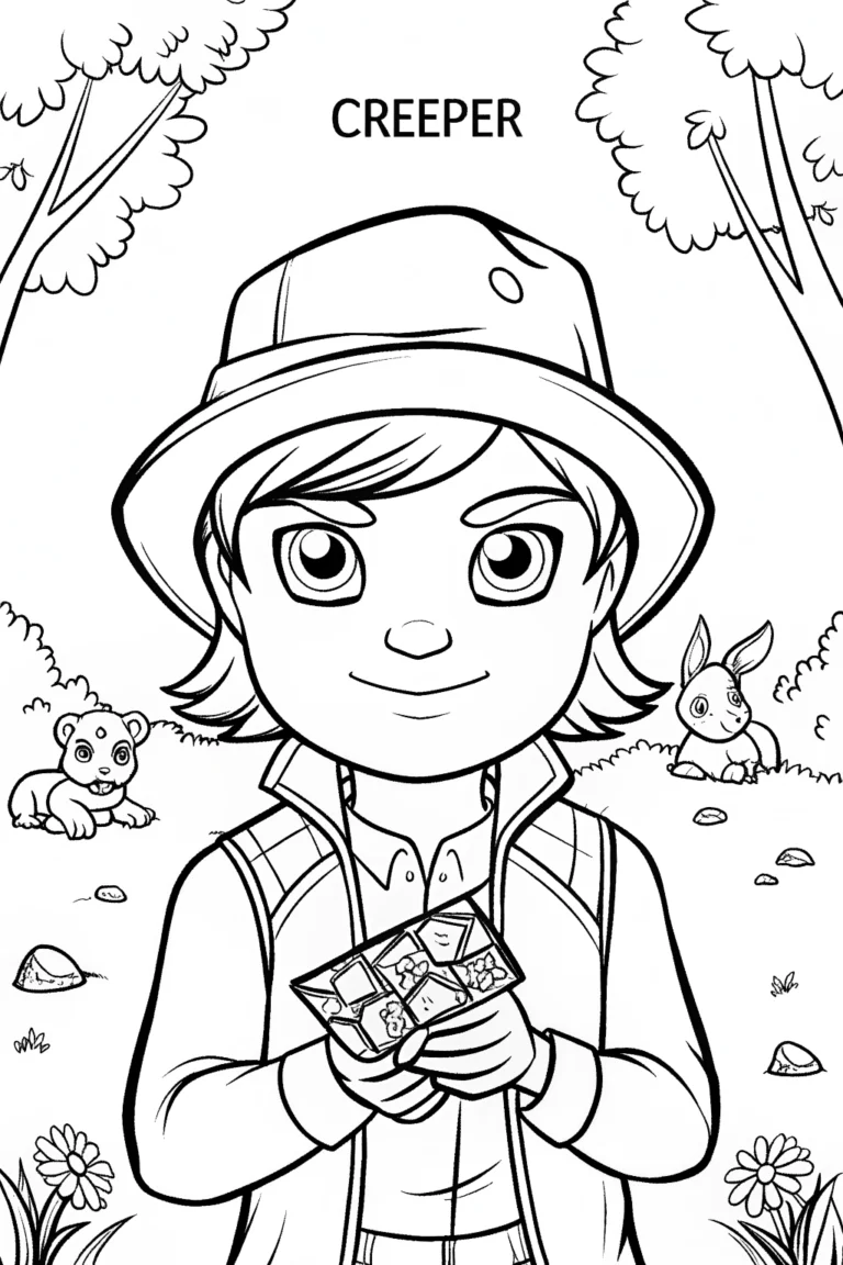 Creeper’s Treasure Hunt Coloring Page coloring pages