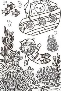 A coloring page of Gabby’s Whimsical Underwater Adventure Coloring Page