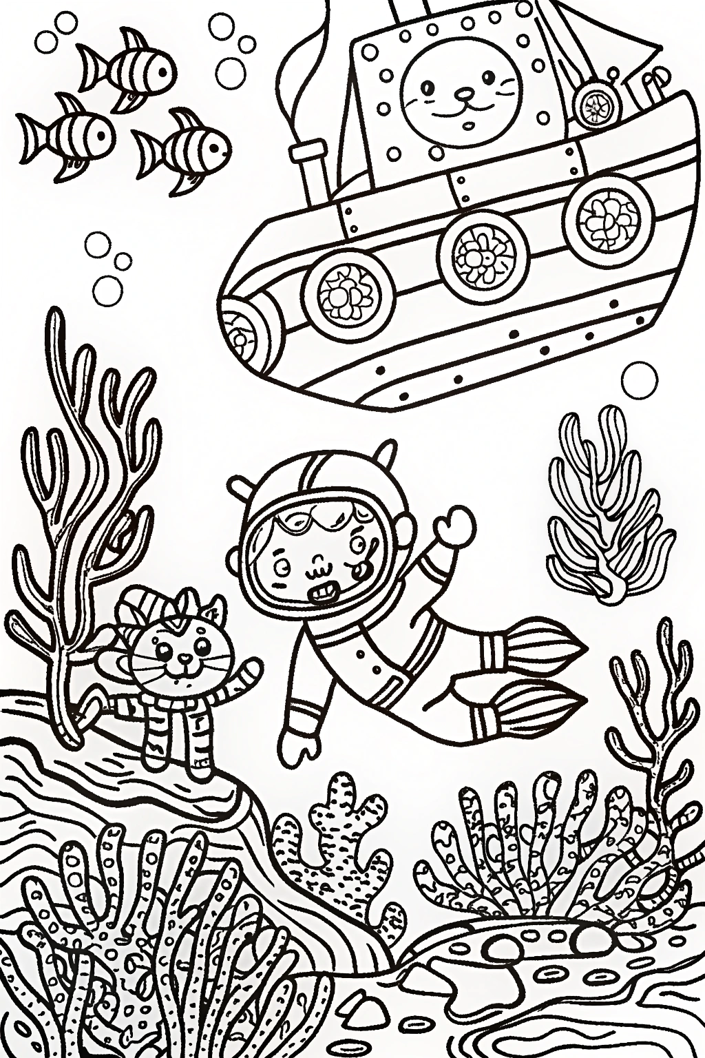 Gabby’s Whimsical Underwater Adventure Coloring Page