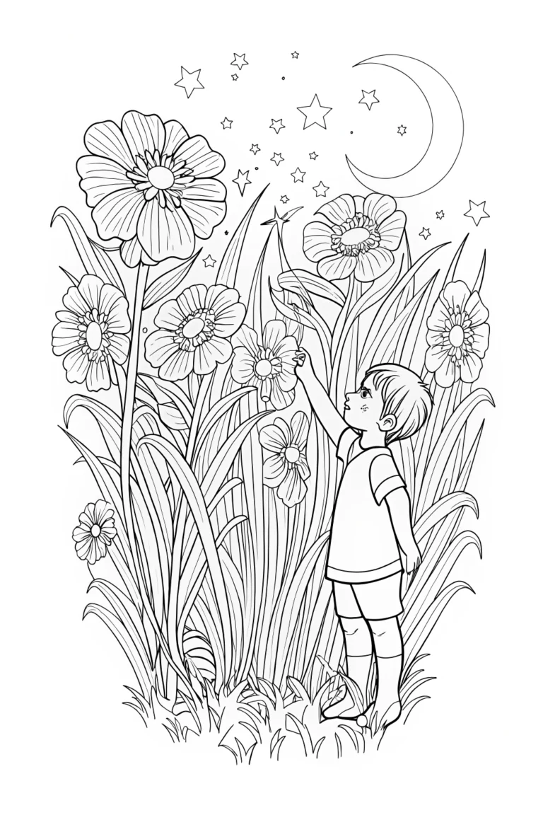 Summer Adventure with Fireflies Coloring Page coloring pages