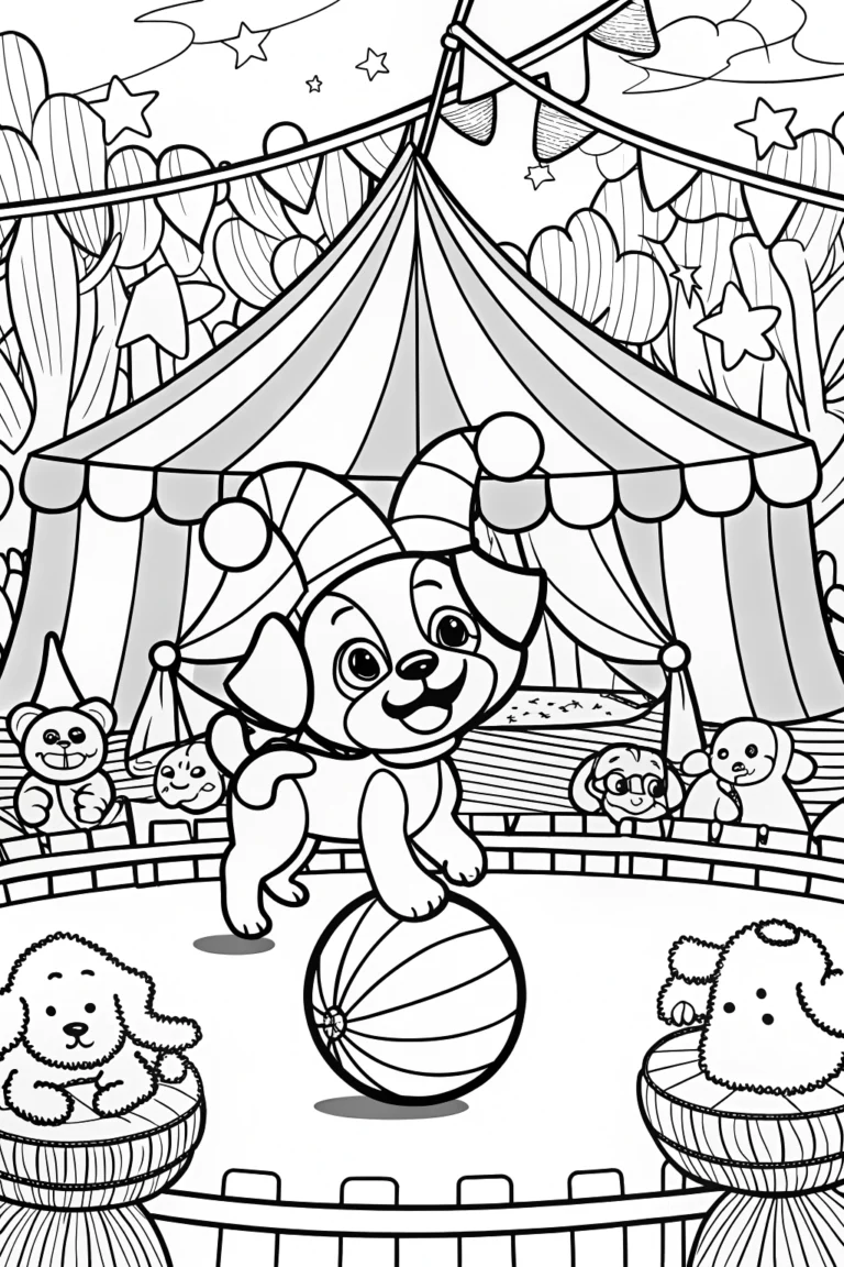 Puppy Under the Big Top Coloring Page coloring pages