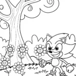 Super Sonic’s Whimsical Garden Coloring Page