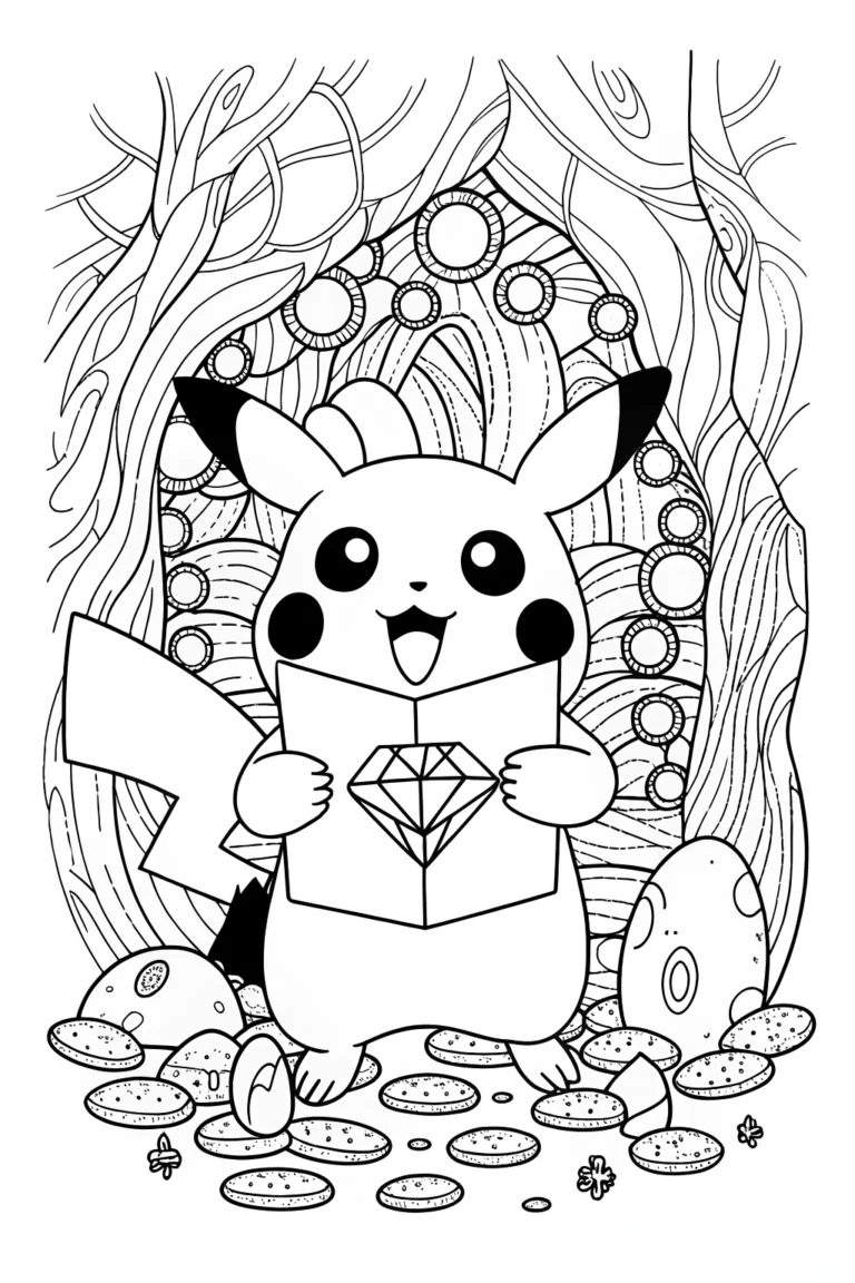 Pikachu’s Magical Treasure Hunt Coloring Page coloring pages