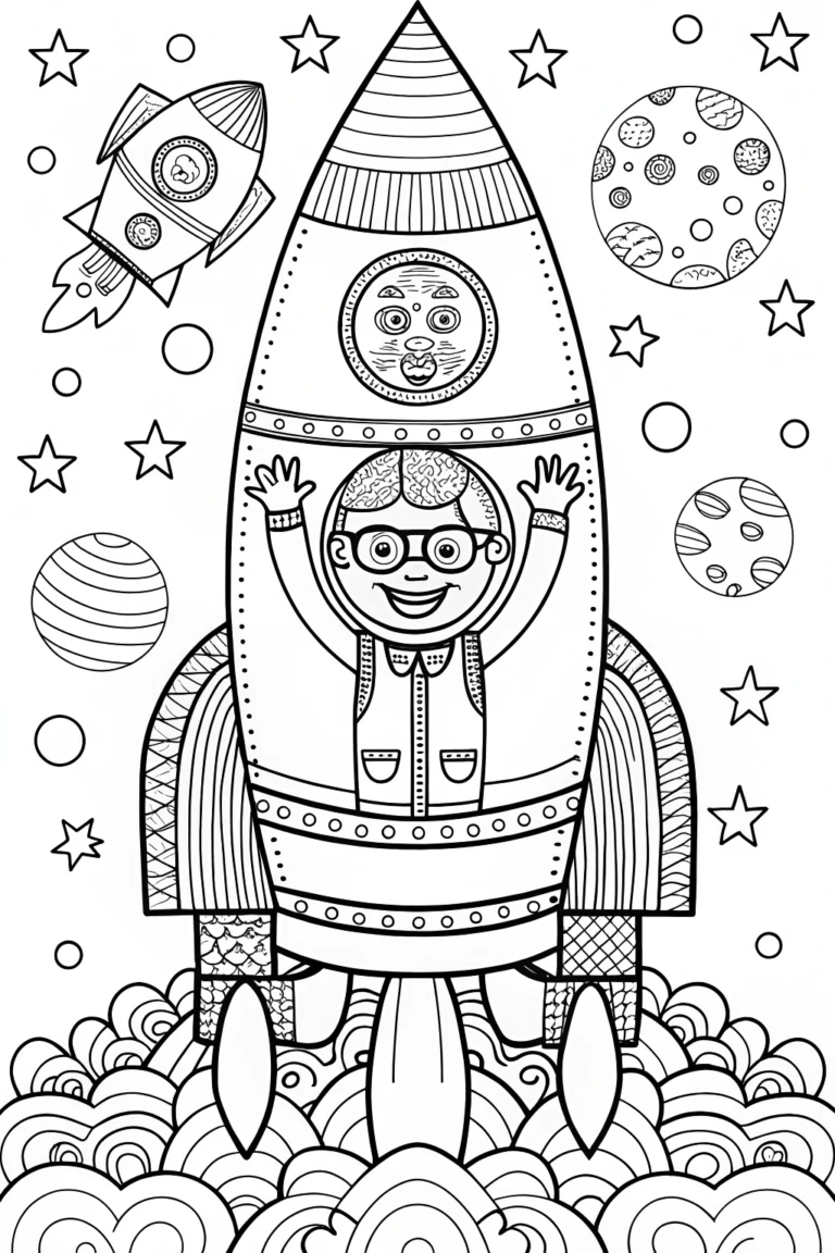 Blippi’s Silly Space Adventure Coloring Page coloring pages