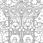 Care Bears on a Cloudy Carousel Coloring Page