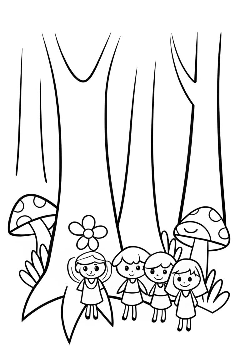 Bratz Dolls at the Enchanted Fashion Forest Coloring Page coloring pages