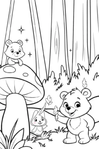A coloring page of Care Bear Forest Adventure Coloring Page