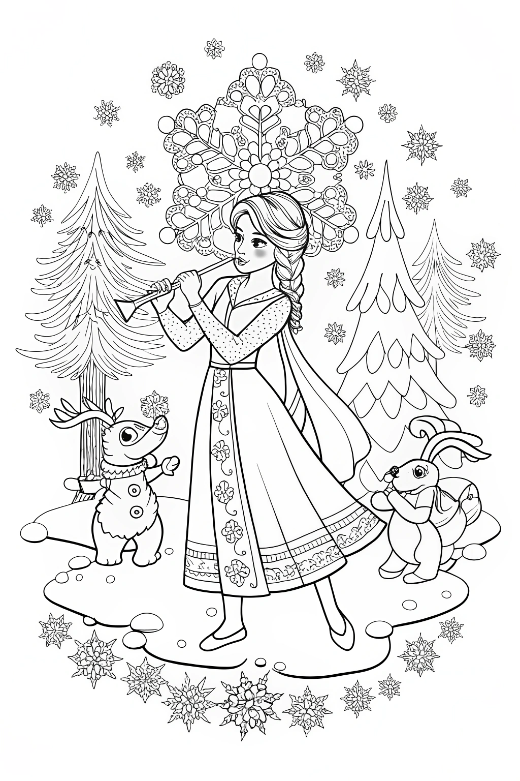Elsa’s Ice Music Festival Coloring Page