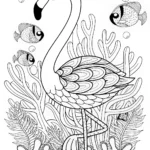 Flamingo Adventures Underwater Coloring Page