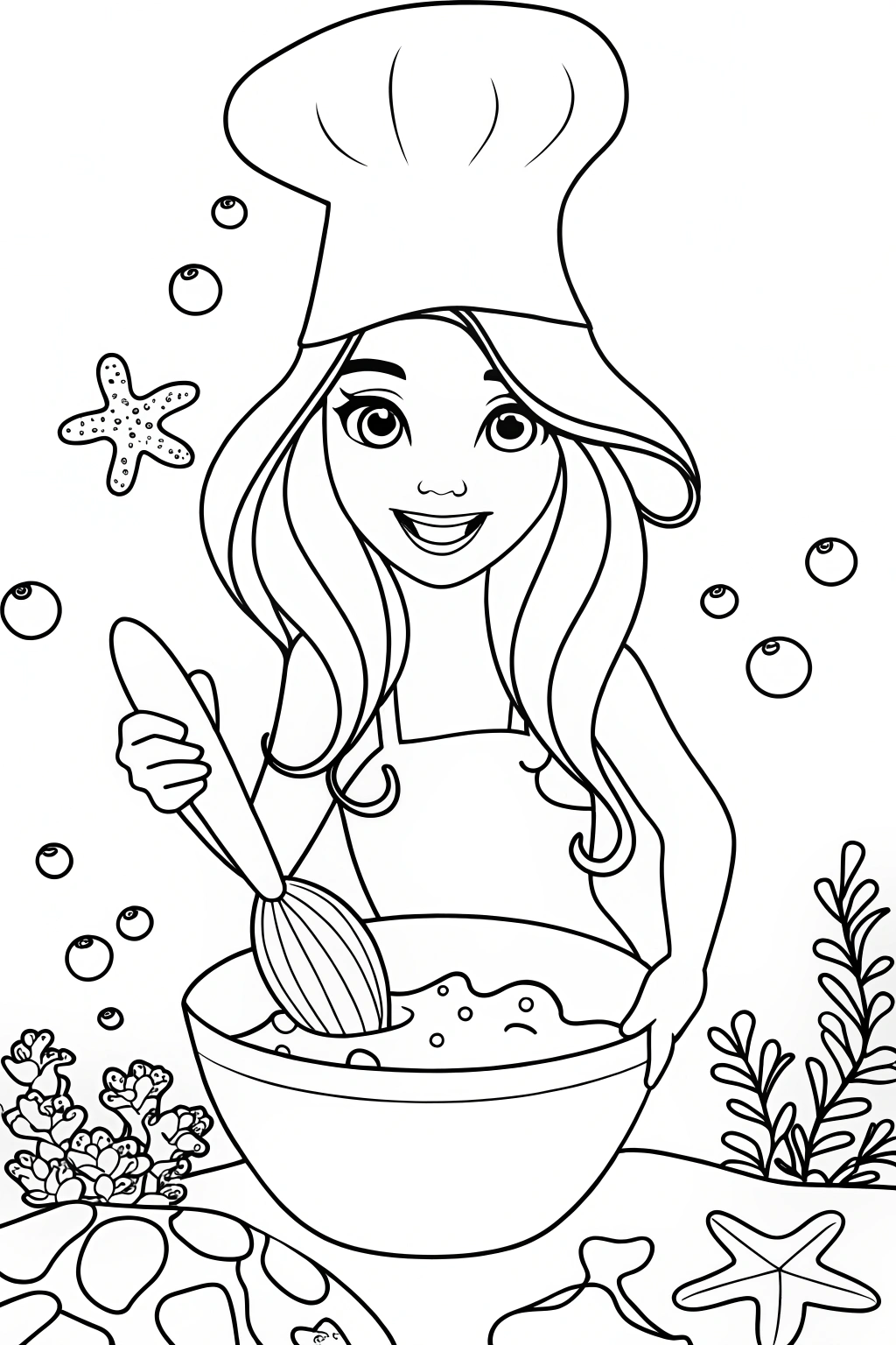 Mermaid Baker&#8217;s Delight Coloring Page